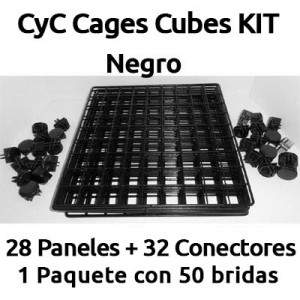 CagesCubes - KIT negro para Jaulas CyC (28 paneles-32 conectores-50 bridas)