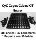 CagesCubes - KIT negro para Jaulas CyC (28 paneles-32 conectores-50 bridas)