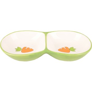 Flamingo Cuenco doble ovalado de ceramica OZZY verde para conejos y roedores