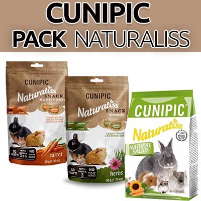 pack snack cunipic naturaliss para conejos y roedores