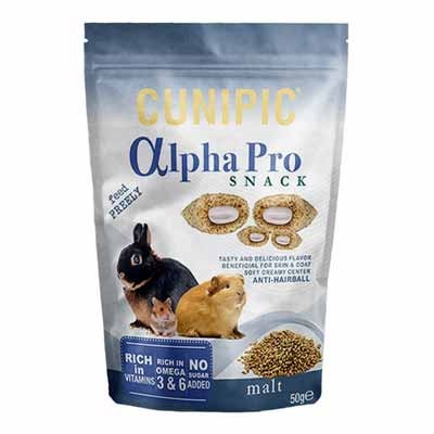Cunipic Alpha Pro SnacK Anti-Bolas de pelo para conejos y roedores
